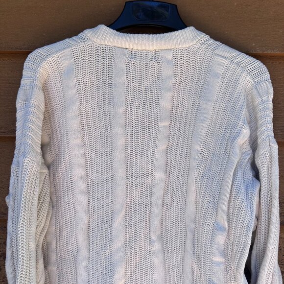 Vintage Oakton Limited L Tall White 100% Cotton Button-Up Cardigan Sweater With - Picture 5 of 6